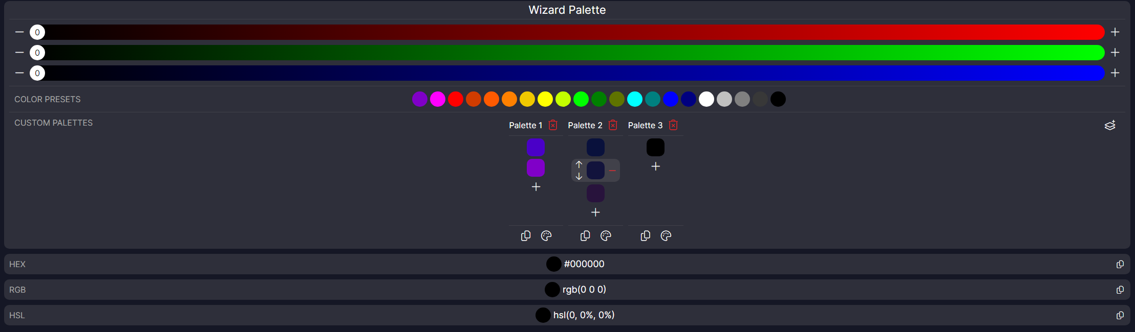 Wizard Palette